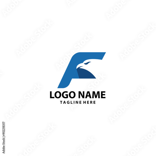 initial F falcon logo design vector