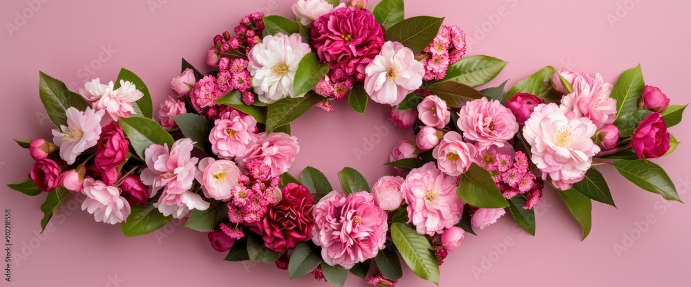 Cherry Blossom And Ragged Robin Flower Wreath, Celebrating Nature'S Beauty And Renewal Cherry Blossom And Ragged Robin Flower Wreath, Celebrating Nature'S Beauty And Renewal