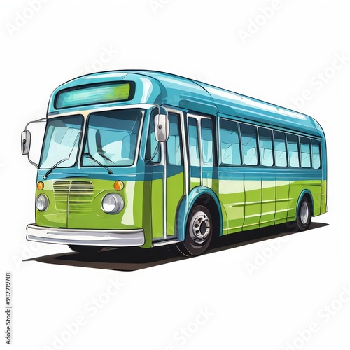 the AI Image Generator, empty retro-style city bus stands isolated