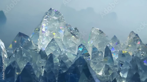 Dazzling Blue Crystals Sparkle Under Brilliant Light in Enchanting Display. Generative AI