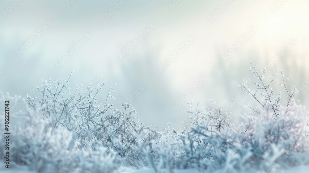 Frosted brush in a pale winter landscape with a dreamy bokeh blurred background Frosted brush in a pale winter landscape with a dreamy bokeh blurred background