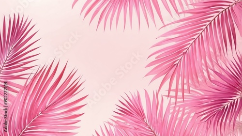 pink palm fronds abstract background copy space backdrop art