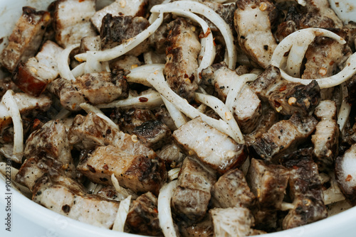 Pork Liempo Dinakdakan which is a famous dish in the Philippines photo