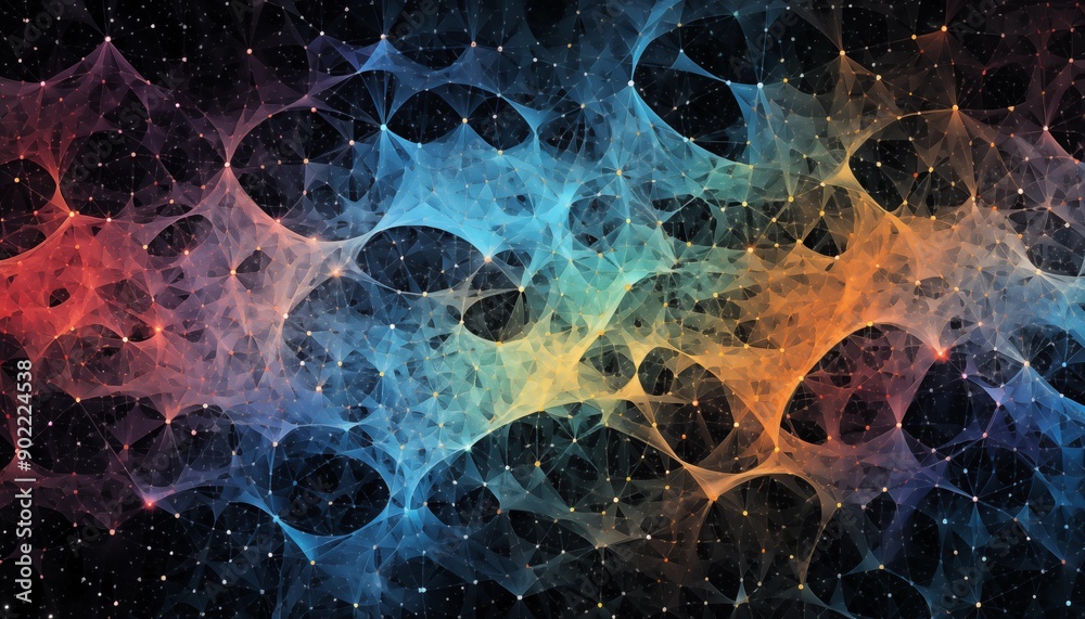 Fototapeta premium abstract line connection, digital, coloorful