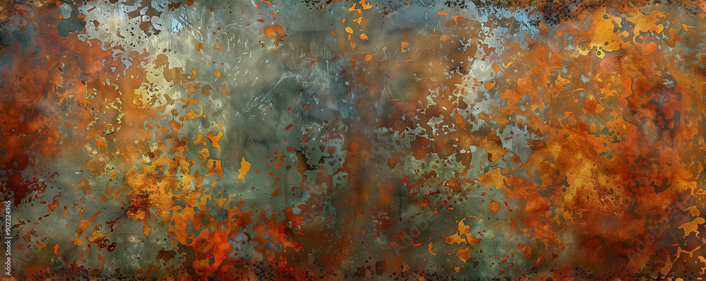 Orange teal rusty metal background with grunge texture. Square abstract autumn fall earthy colors for social media banner. Industrial oxidized metallurgical architectural backdrop Orange teal rusty metal background with grunge texture. Square abstract autumn fall earthy colors for social media banner. Industrial oxidized metallurgical architectural backdrop