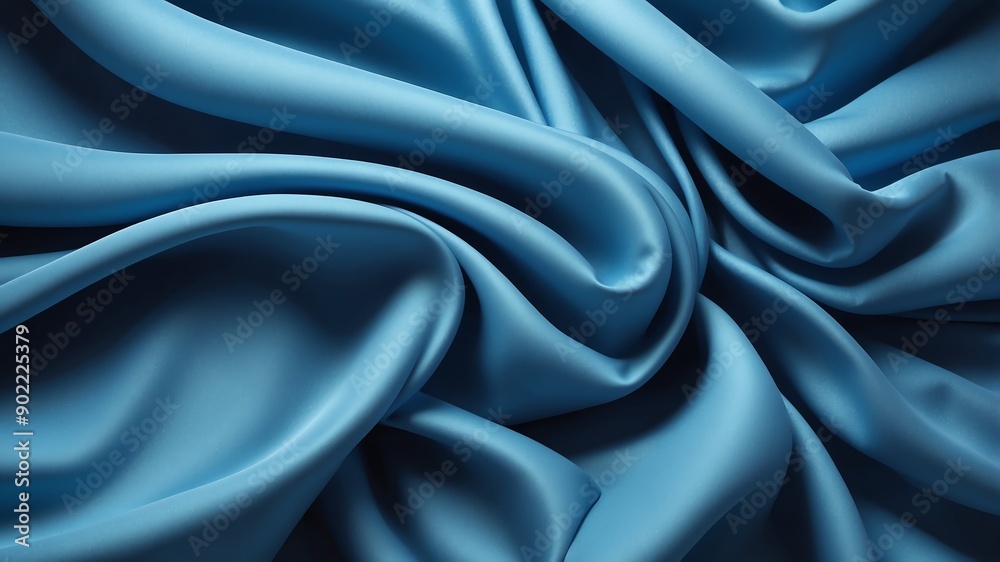 Obraz premium blue fabric folds abstract background copy space backdrop art