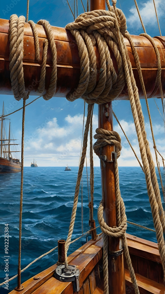 Obraz premium Ropes on a ship