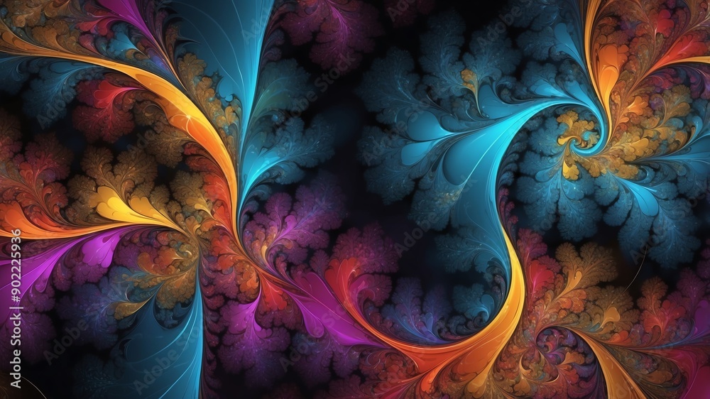 Naklejka premium colorful fractal pattern abstract background copy space backdrop art