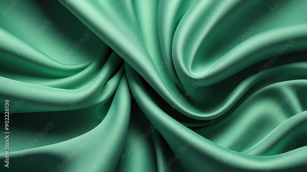 Obraz premium green fabric folds abstract background copy space backdrop art
