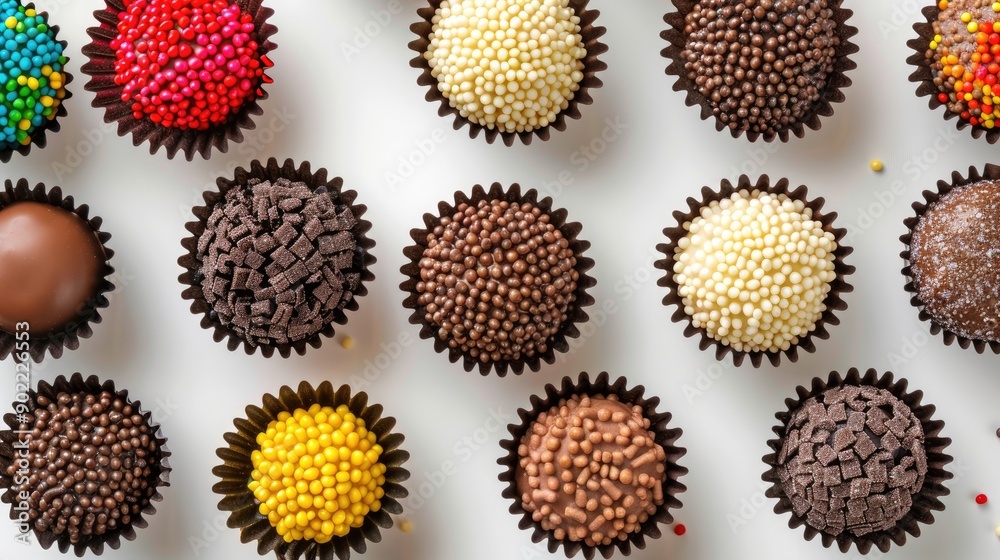 Fototapeta premium Brazilian Brigadeiros on White Background