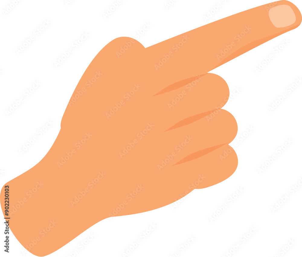 Cartoon hand with light skin tone pointing with index finger to the right Cartoon hand with light skin tone pointing with index finger to the right