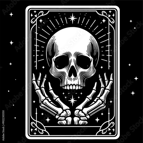 skull and skeleton hand tarot design