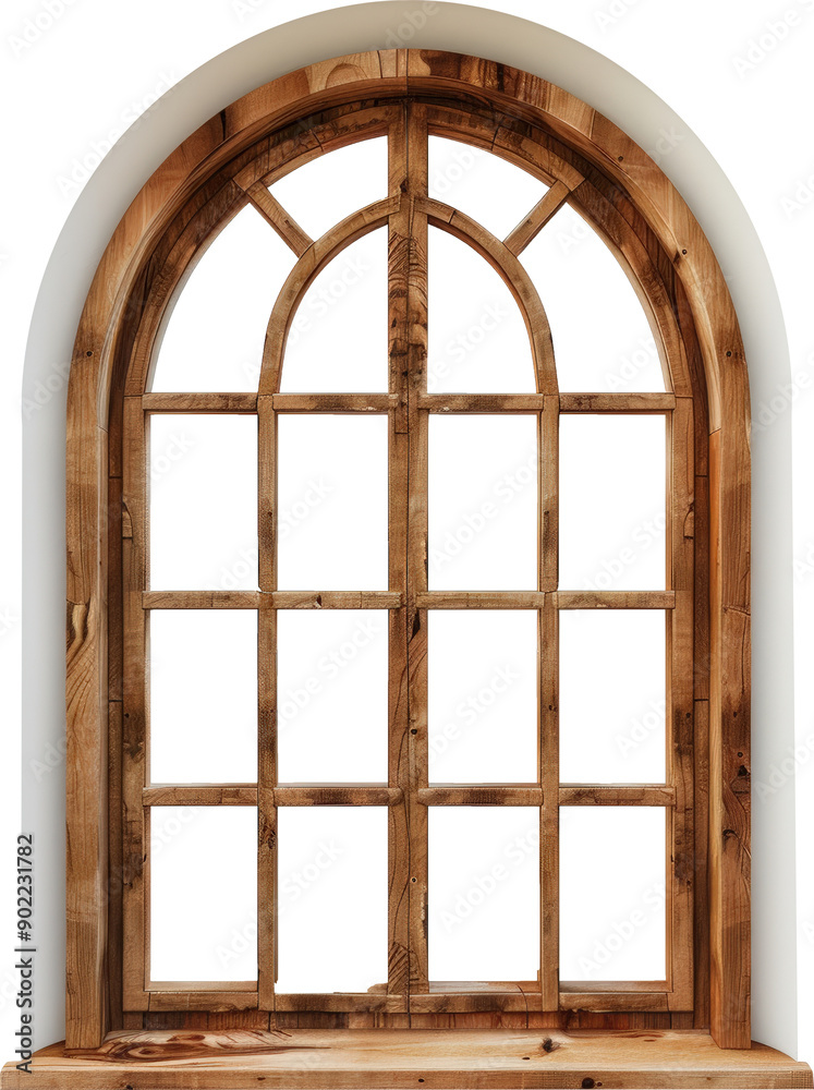 Obraz premium Arched wooden window