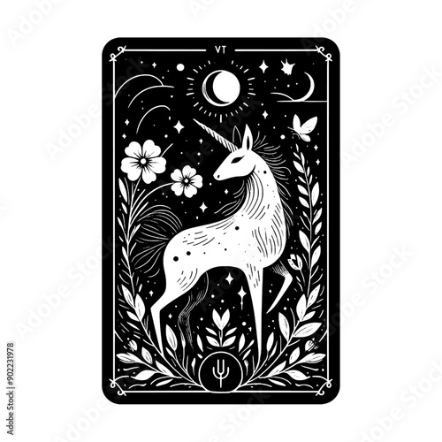 horse tarot design card
