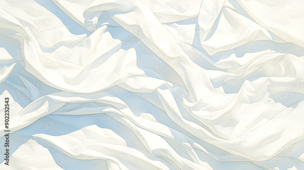 Obraz premium 皺の寄った真っ白なシーツのイラスト背景