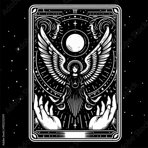 angel with wing and hand tarot design