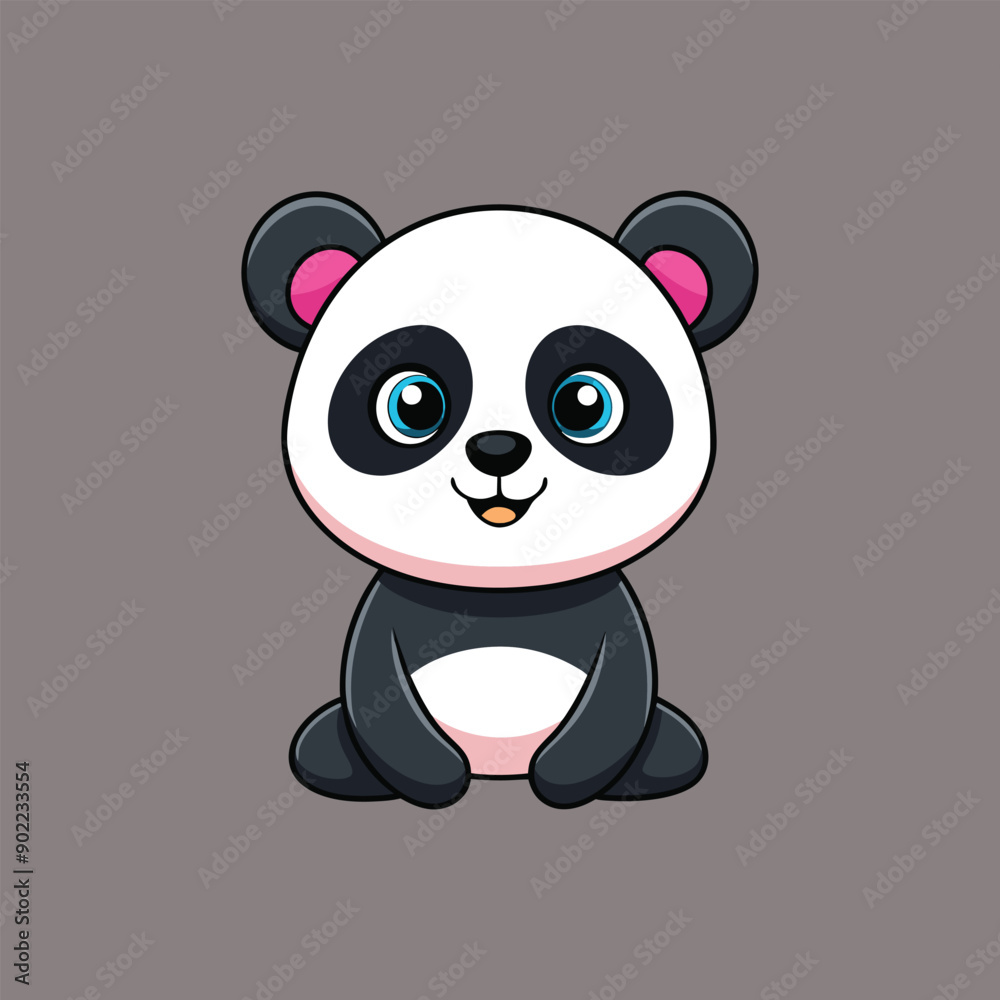 Fototapeta premium Cute Panda Vector. Animal Nature Icon Concept Isolated Premium Vector.