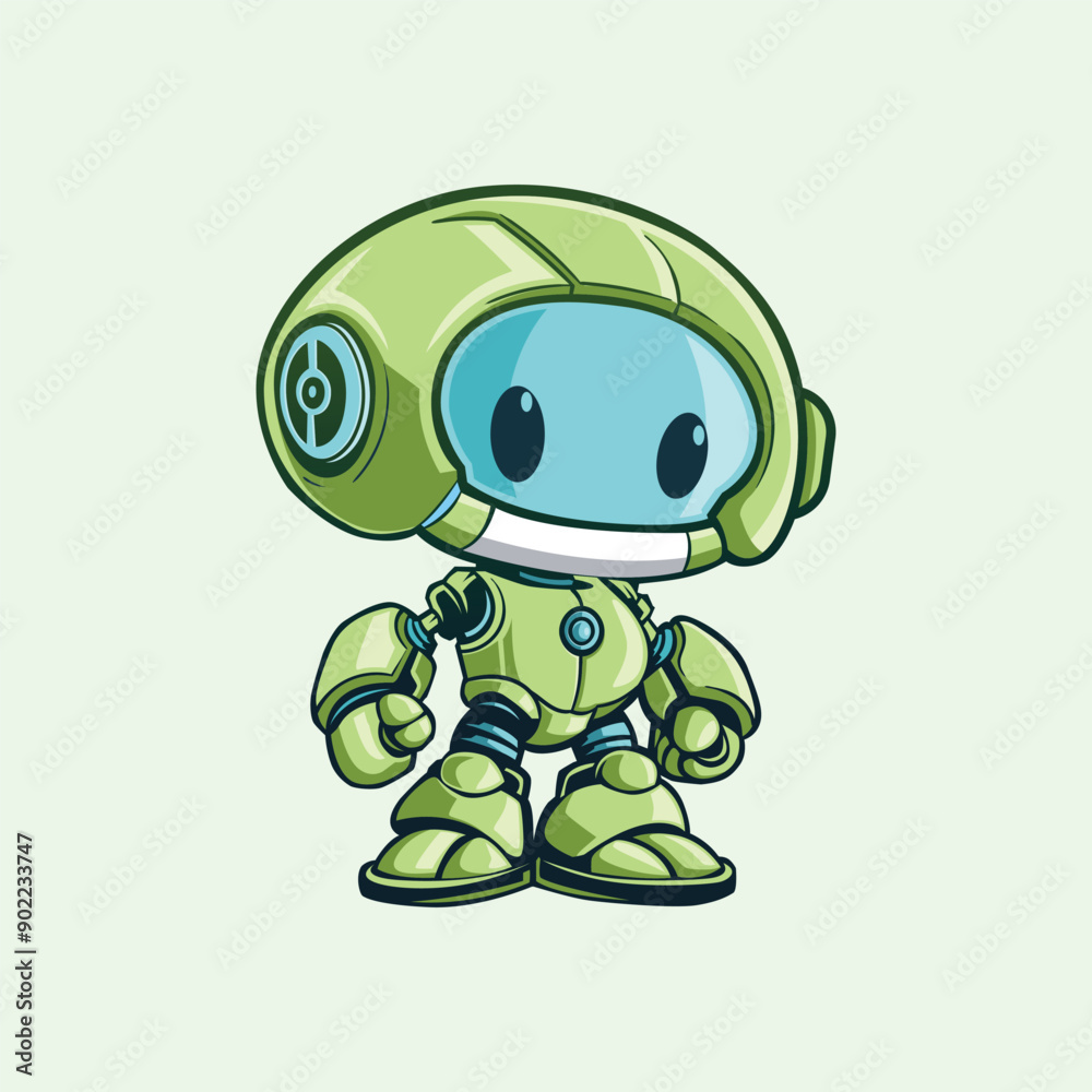 Obraz premium Robot Green Mascot Vector