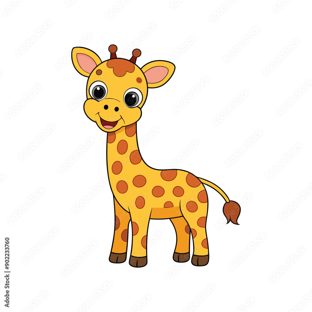 Cute Giraffe Vector. Animal Nature Icon Concept Isolated Premium Vector.