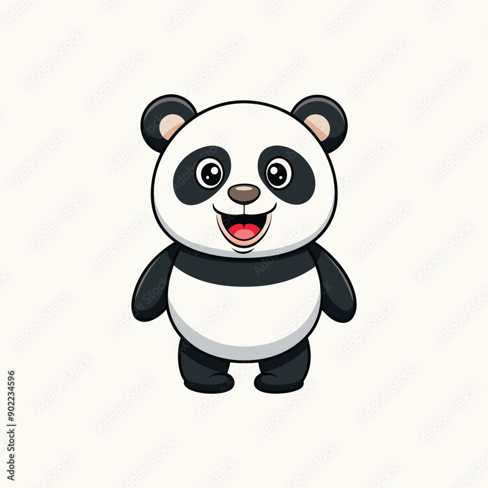 Naklejka premium Cute Panda Vector. Animal Nature Icon Concept Isolated Premium Vector.