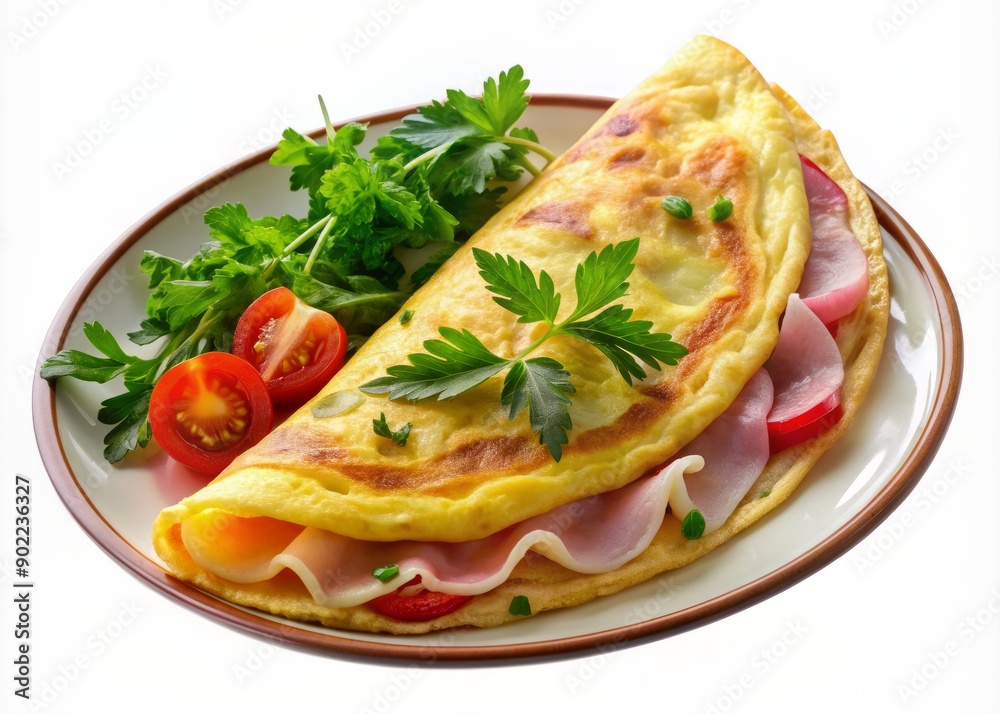 Delicious Omelette with Ham and Cheese Isolated on a Transparent Background