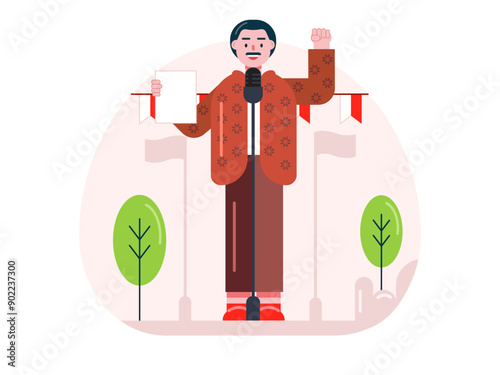 Man taking oath on independence day. Independence day vector illustration