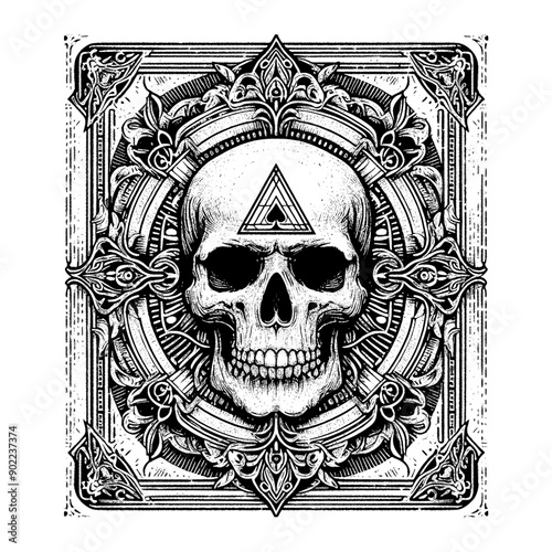 skull design with ornamental frame