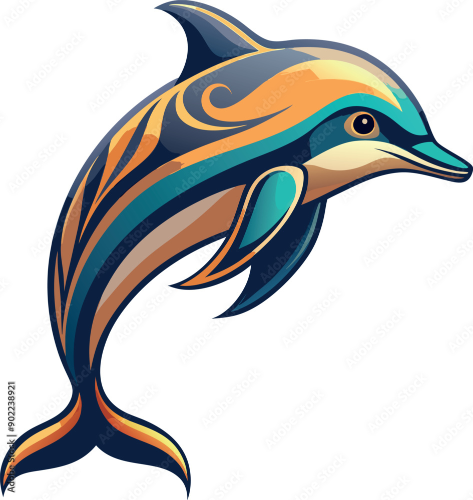 Fototapeta premium Dolphin Black Vector art White Background Free Download