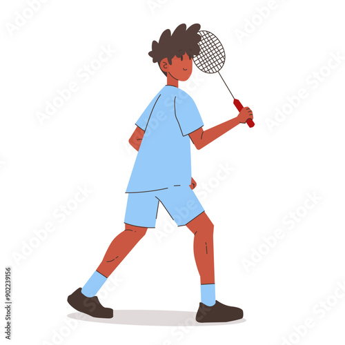 Badminton Man Player Standing Ready Pose