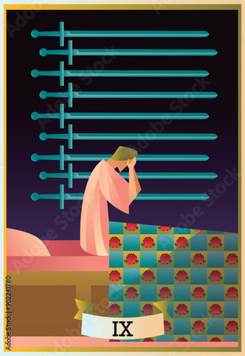 nine  of swords minor arcana tarot card