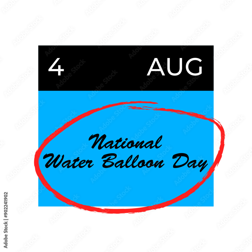 National Water Balloon Day, August 4 - calendar date with transparent background. suit for banner, cover, poster, flyer, brochure, website, todate, card. vector illustration National Water Balloon Day, August 4 - calendar date with transparent background. suit for banner, cover, poster, flyer, brochure, website, todate, card. vector illustration