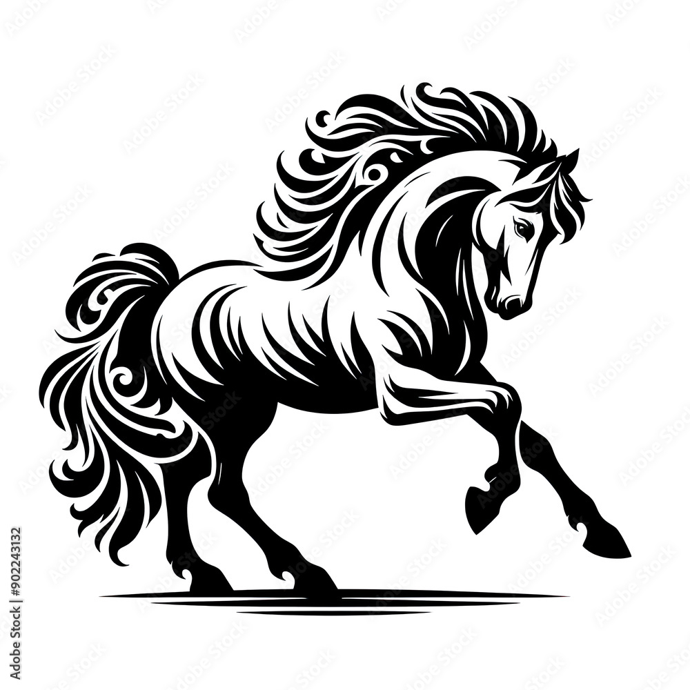 Horse black line stencil isolated on white background PNG Horse black line stencil isolated on white background PNG