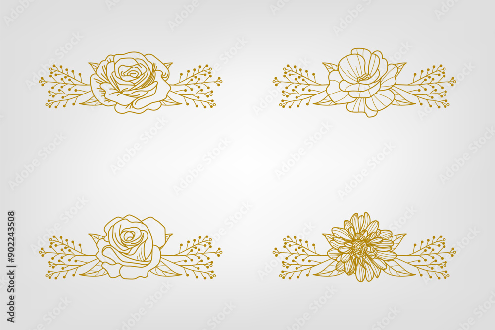 The Blooms Greenery Floral Foliage Ornament Corner Text Separator Elegance Frame for Invitations The Blooms Greenery Floral Foliage Ornament Corner Text Separator Elegance Frame for Invitations