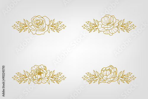 The Blooms Greenery Floral Foliage Ornament Corner Text Separator Elegance Frame for Invitations