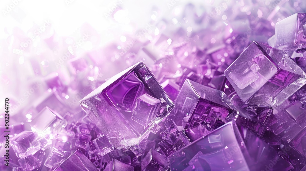 Abstract Purple Crystal Cubes in Soft Light - Modern Geometric Background Abstract Purple Crystal Cubes in Soft Light - Modern Geometric Background