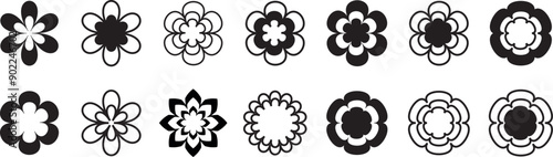 Flower icon set. Vector illustration.