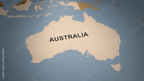 Old Paper Map of Australia