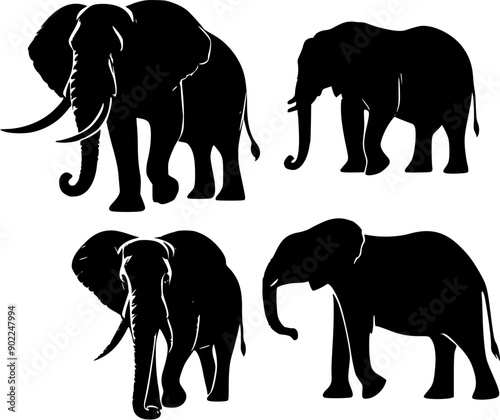 elephants silhouettes vector
