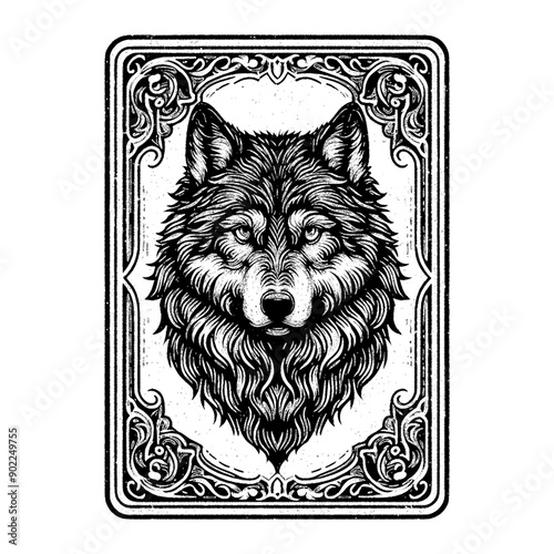 wolf head with ornamental frame