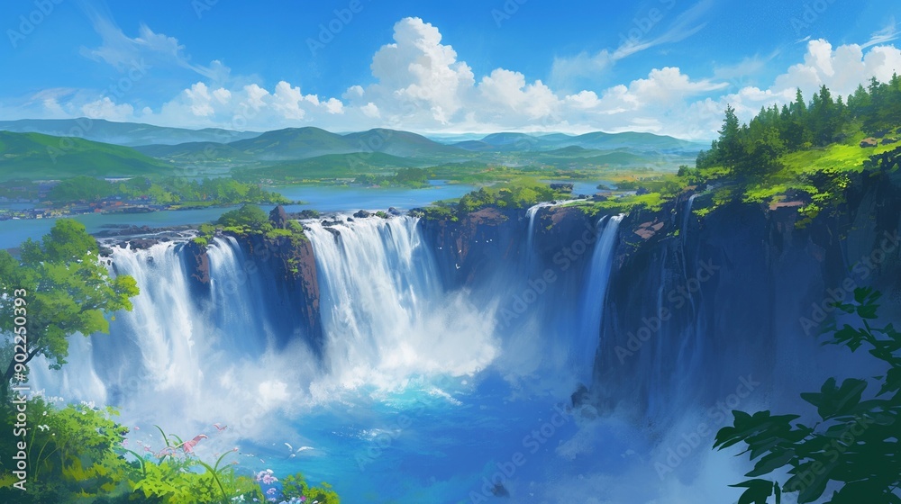 Fototapeta premium 広大な滝の風景6