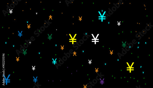Yen symbols of different sizes and opacity seamless background pattern vector illustration.