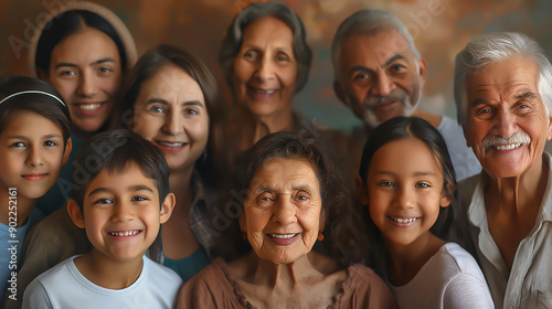 a multi-generational family, various ethnicities, genuine smiles