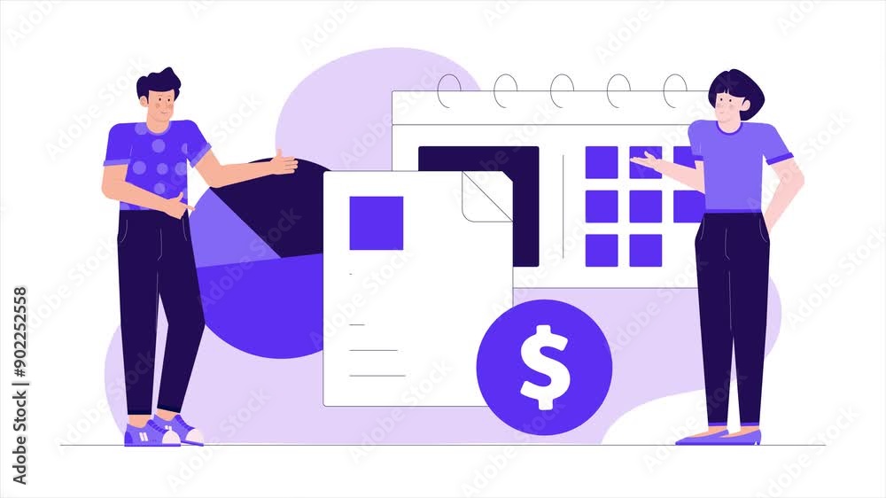 illustration of business people with investment document animated video illustration of business people with investment document animated video
