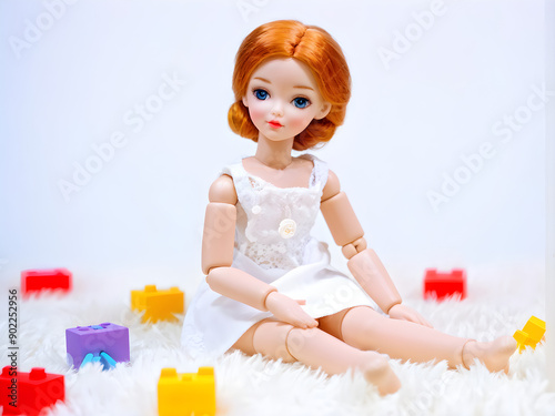 little girl playing with toys.
Generative AI.