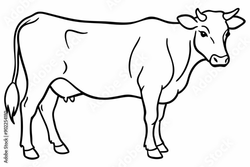 cow line art vector illustration 