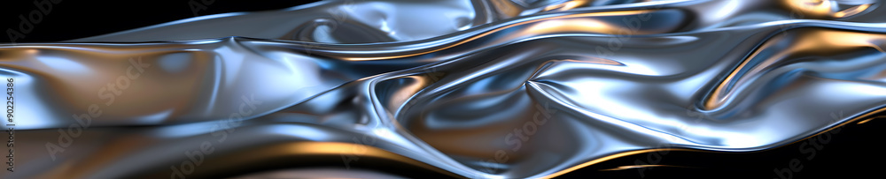 Obraz premium Metallic Gleam Shiny 3D Surface Patterns explores the creation of dazzling metallic textures, showcasing techniques achieve reflective, high-gloss finishes.These striking patterns modern and luxurious