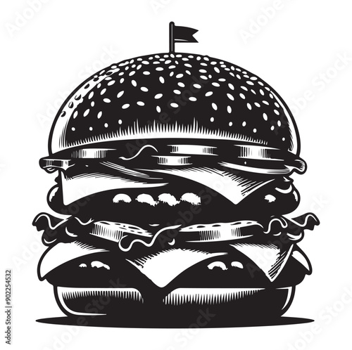 Burger vector Burger silhouette vector