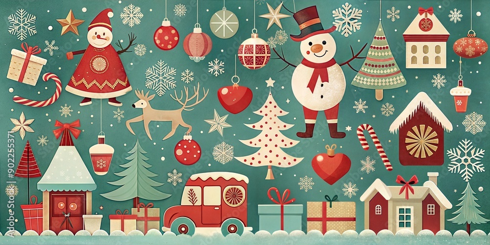 Fototapeta premium Christmas images retro background
