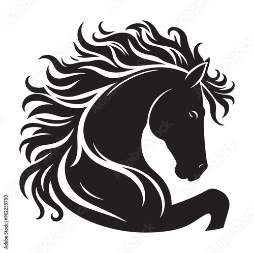 Racing horse running, Silhouette Vector