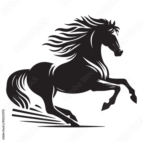 Racing horse running, Silhouette Vector